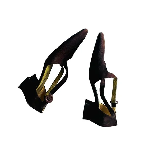 Rare YSL Yves Saint Laurent Brown Vintage Luxury Couture Suede Heels 8N - Picture 5 of 11